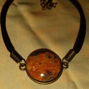 Elegant Black and Gold Pendant Bracelet Hand Made Nebraska River Rock